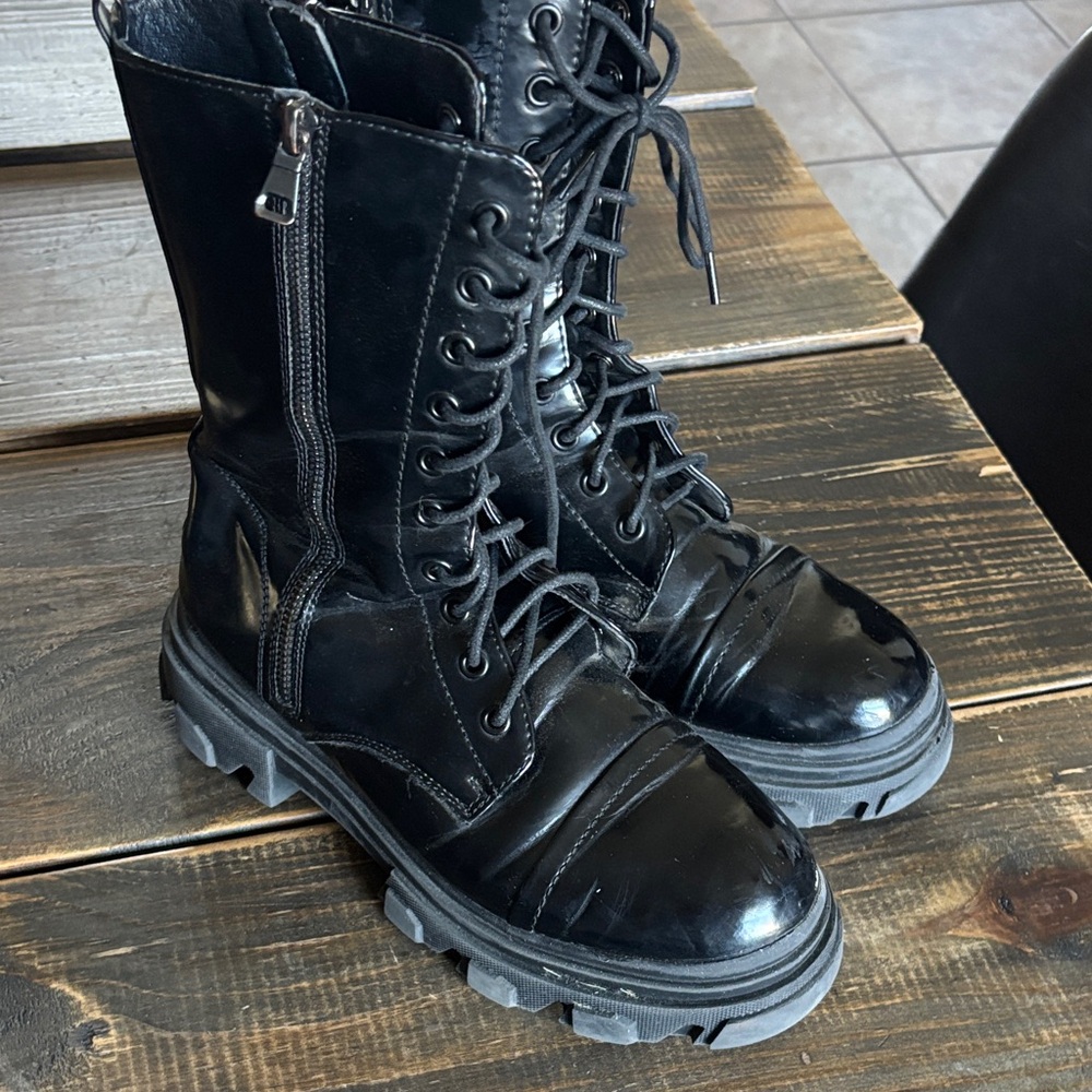 Black Combat Boots by Dream Paris